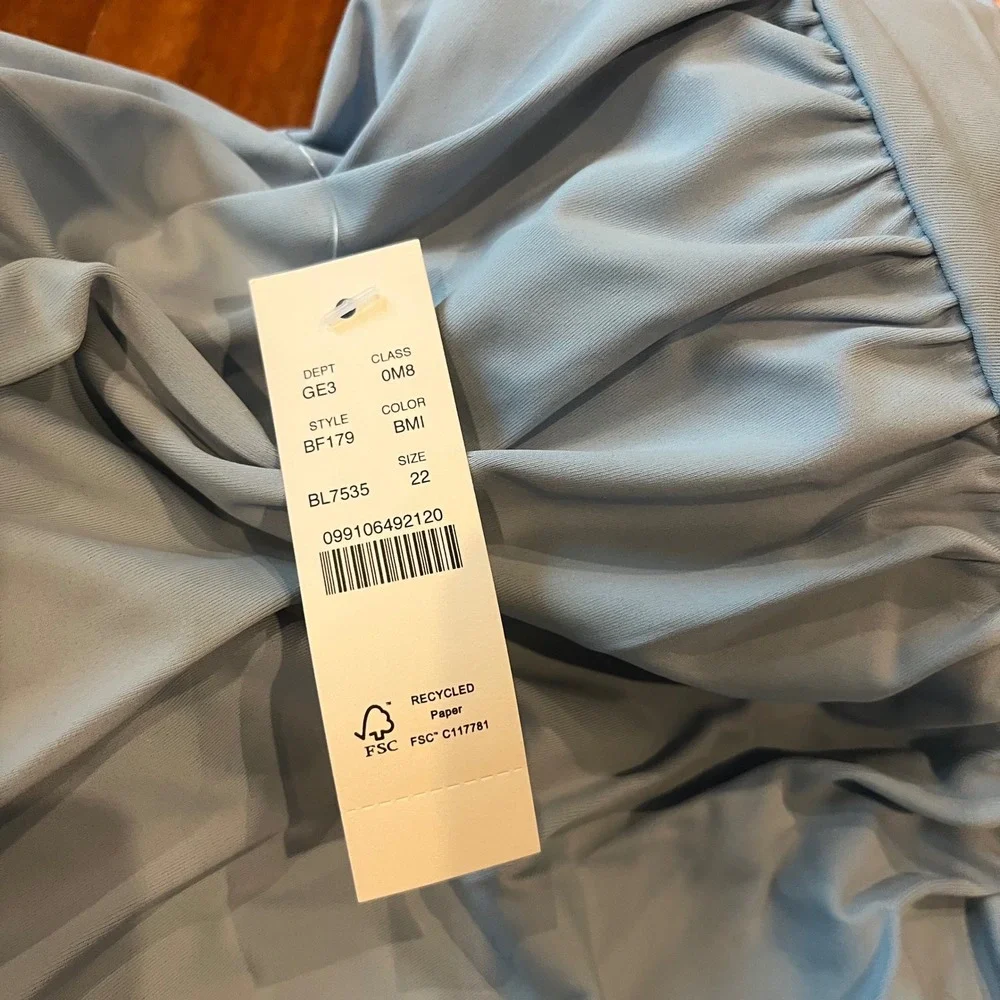 J.Crew One Piece Swimsuit Light‎ Blue Ruched Square Neck BF179 New Plus Size 22